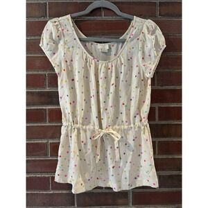 Kate Spade New York 100% Silk Polka Dot Top Size XS Tie Waist